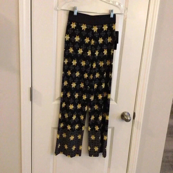 Alfani Elastic Waist Wide Leg Gold Star Pants - Picture 1 of 4